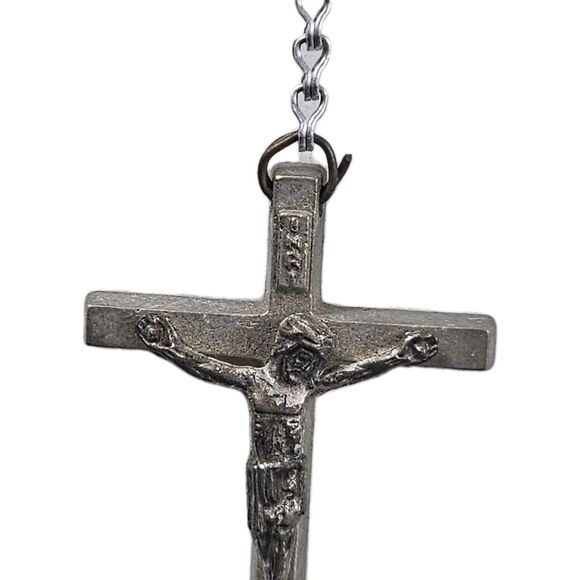 Vintage Rosary Made in Italy Black Oval Beads with Silver Tone Crucifix 18in - Picture 10 of 12